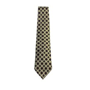 Mens 100% Silk‎ Tie Imported From Italy Geometric Medallion Pattern